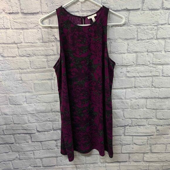 Leith Dress Womens‎ Large Purple Floral Sleeveless High Neck - Picture 1 of 6